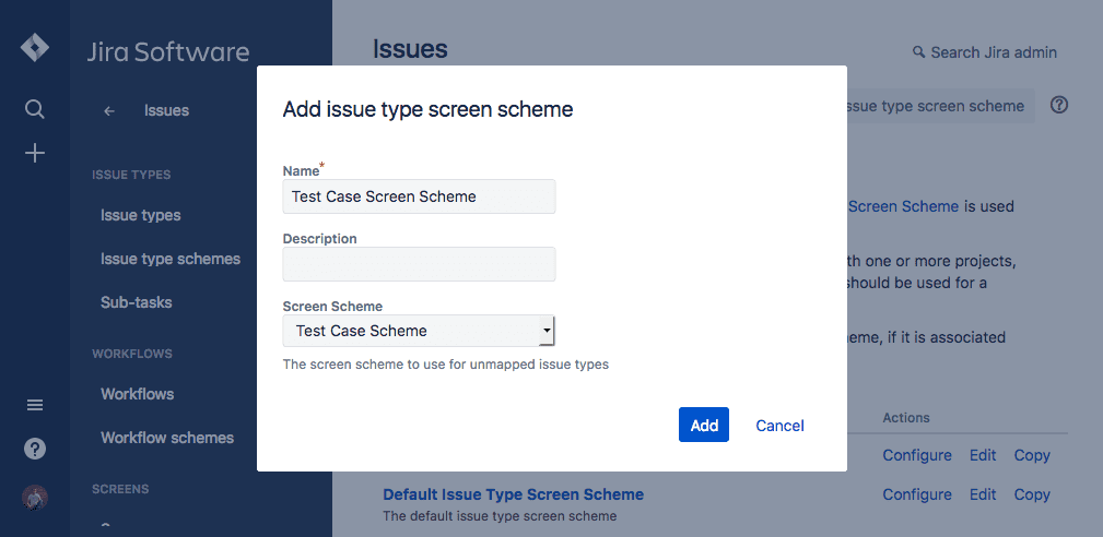 Add issue type screen scheme-jira