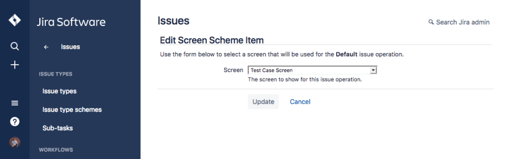 Edit screen scheme item jira