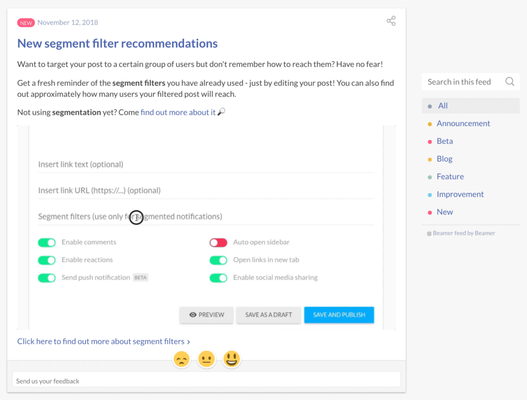 Beamer user engagement tool