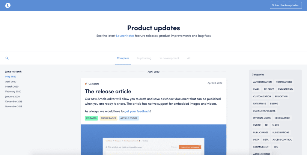 launchnotes.io product change communicators